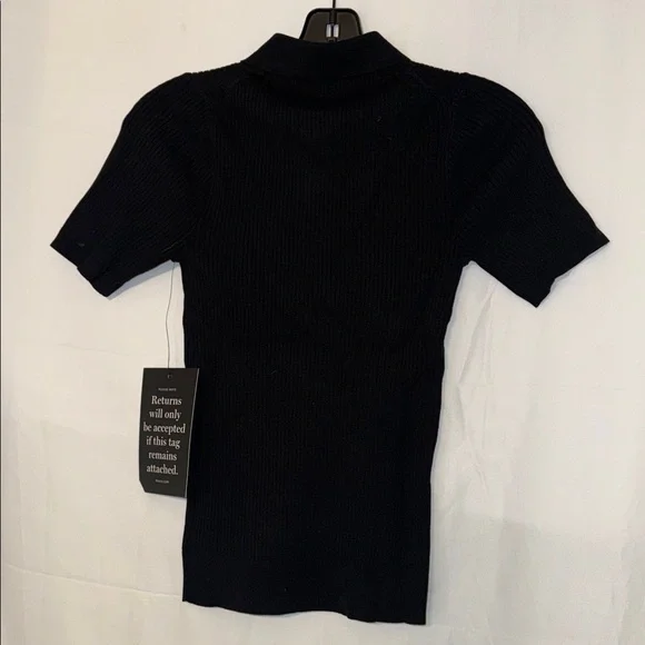 Black Olivia Rib Knit Polo